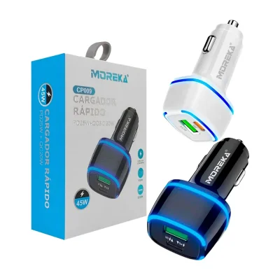 Cargador USB para auto RGB Moreka