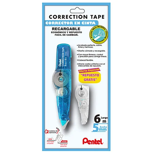Corrector de Cinta Pentel con Repuesto